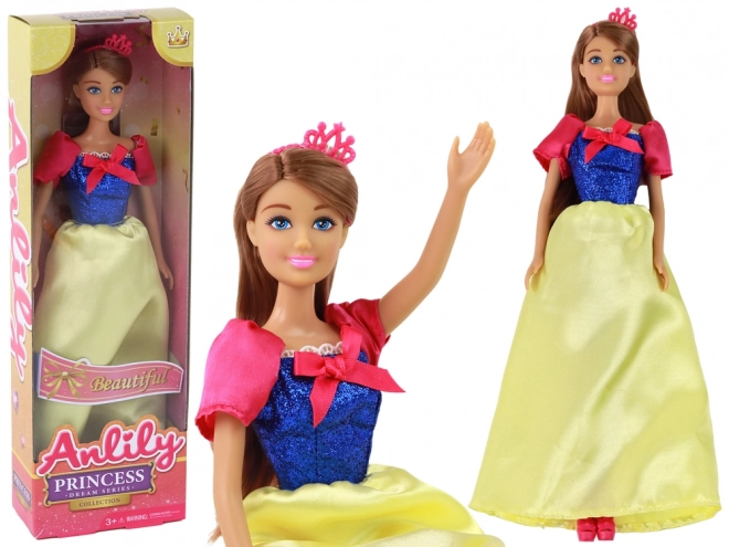 Pop Anlily Prinses met lange donkere haren en gele jurk