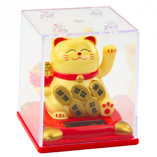 Chinesische Glückskatze Beige mit Solarmodul