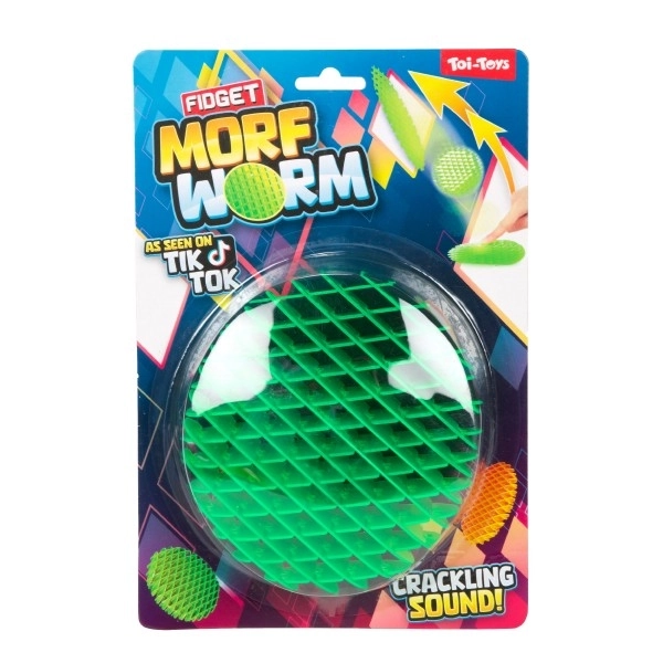 Fidget worm veranderlijke vorm stressverlagende plastic 13cm 6 kleuren op kaart