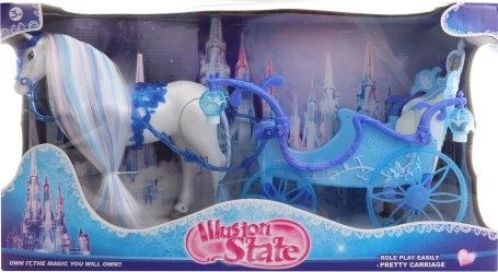Horse with blue carriage
