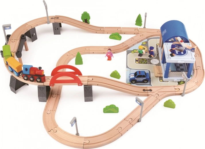 2Kids Toys circuit de train en bois ville, 90 pièces