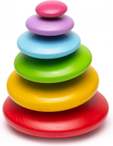 Balancing Colorful Wooden Pebbles