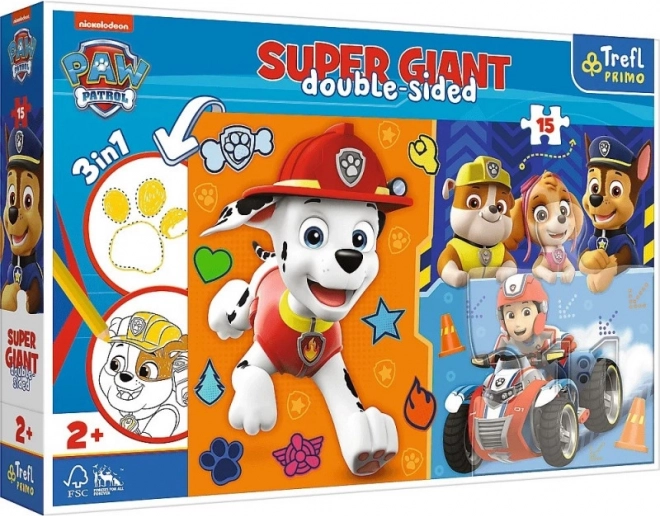 Giant Double-Sided Puzzle 15 Pieces PAW PATROL 3-in-1