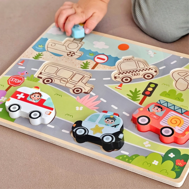 Houten puzzel Montessori stad