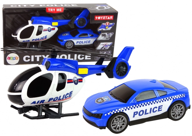 Hélicoptère de police et voiture avec sons