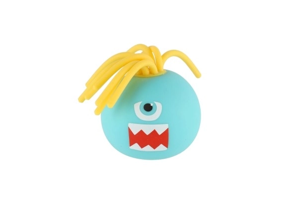 Ball met gezicht met franjes anti-stress knijpslijm 6cm 4 kleuren