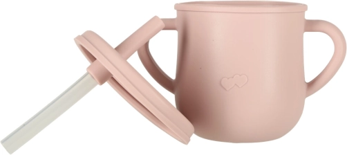 Cup with two lids and a straw