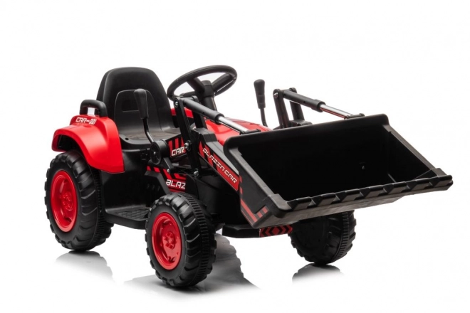 Rode kindertraktor met oplaadbare batterij en schop