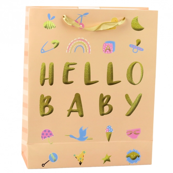 Cadeautasje voor kind Hello Baby perzik