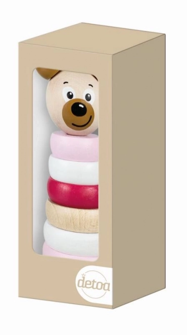 Wooden pyramid with bear head pink