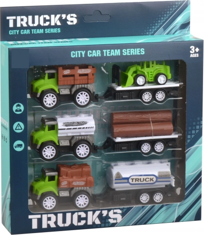 Set auto's met aanhanger met terugtrekmechanisme