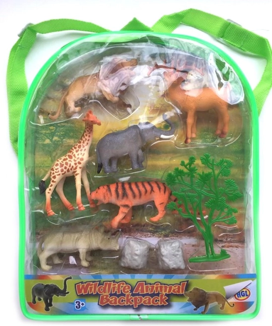 Set mit Wildtier-Figuren im Rucksack – 6 Stück