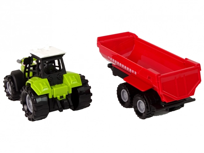 Groene tractor met rode aanhanger Geluid