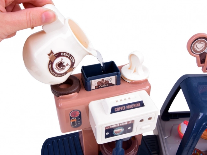 Koffiehuis met koffiemachine, kassa en vitrine