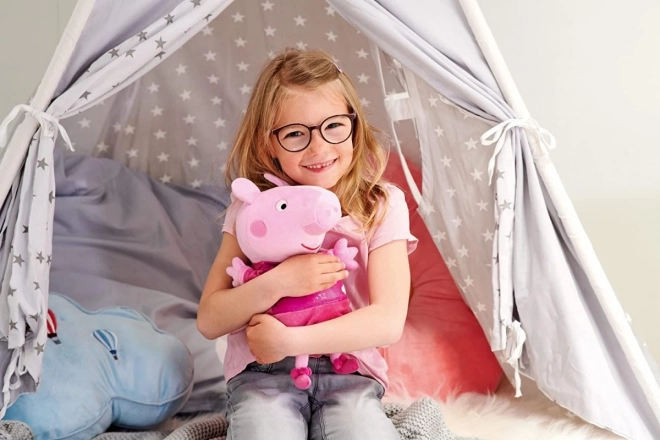 Peppa Pig 2-in-1 pluchen slaapknuffel, speelt + licht, roze, 25 cm