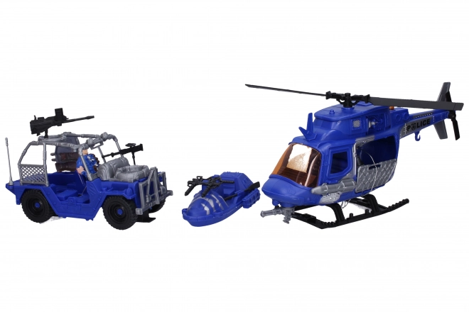 Politieset met figuren helikopter 33 cm