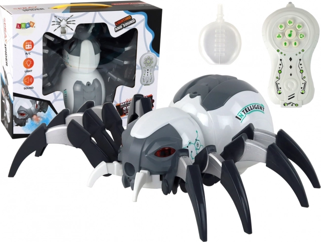 Grande araignée RC télécommandée à piles, blanche et grise