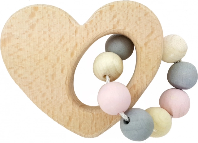 Hess wooden rattle heart in pink