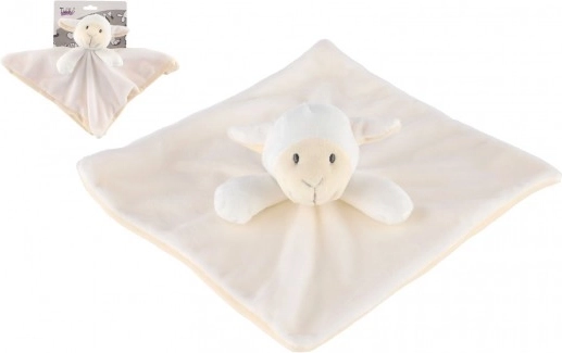 Sheep/lamb comforter rattle plush 25x25cm white on card in bag 0+