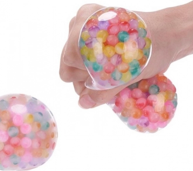 Balle anti-stress en silicone avec billes colorées 7 cm