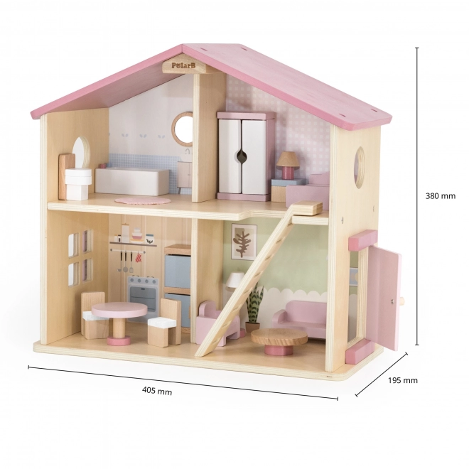 Grote houten poppenhuis met accessoires PolarB Viga
