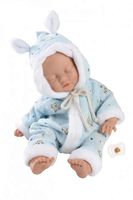 Llorens 63301 LITTLE BABY - slapende realistische baby pop met zachte stoffen lichaam - 32 cm