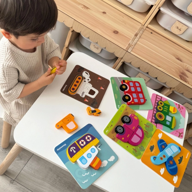 Puzzle en bois véhicules Montessori Woopie FSC
