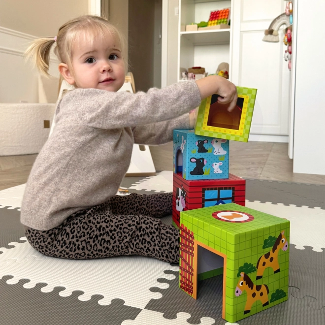 Woopie groene puzzelboerderij met blokken en figuren