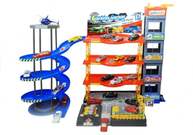 Multi-level Garage with Cars and Helicopter