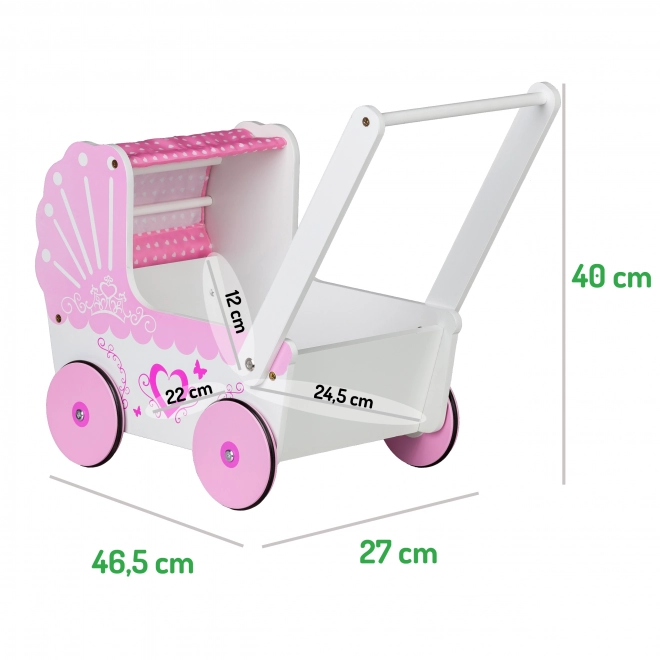 EcoToys Houten kinderwagen voor poppen Pink Heart