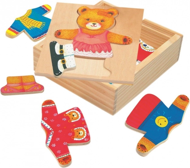Habiller l’oursonne Berta - Puzzle en bois
