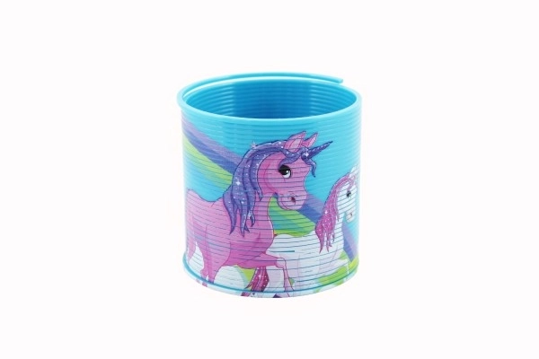 Kleurige springveer met eenhoornmotief - 6,5 cm