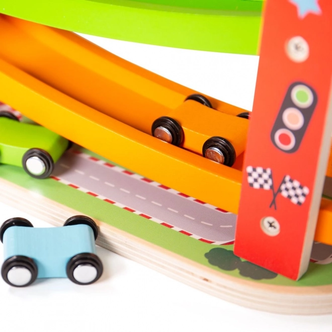 Holz-Rennbahn für Autos von Bigjigs Toys
