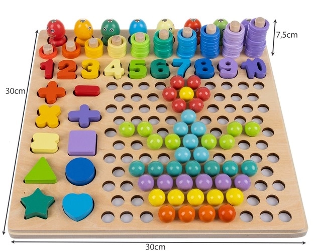 Houten mozaïek puzzel met balletjes