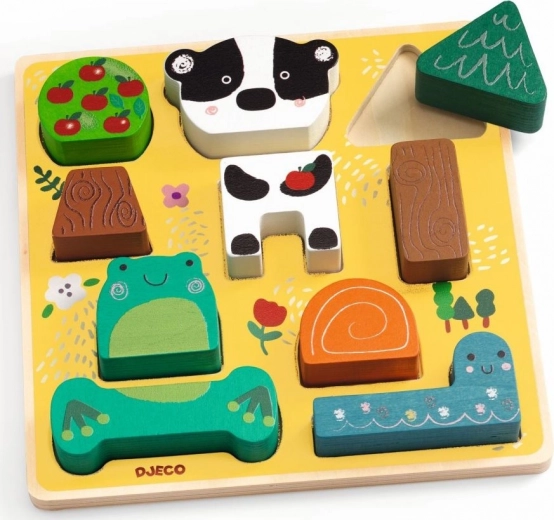 Djeco Puzz & Match Happy Animals wooden puzzle for little ones