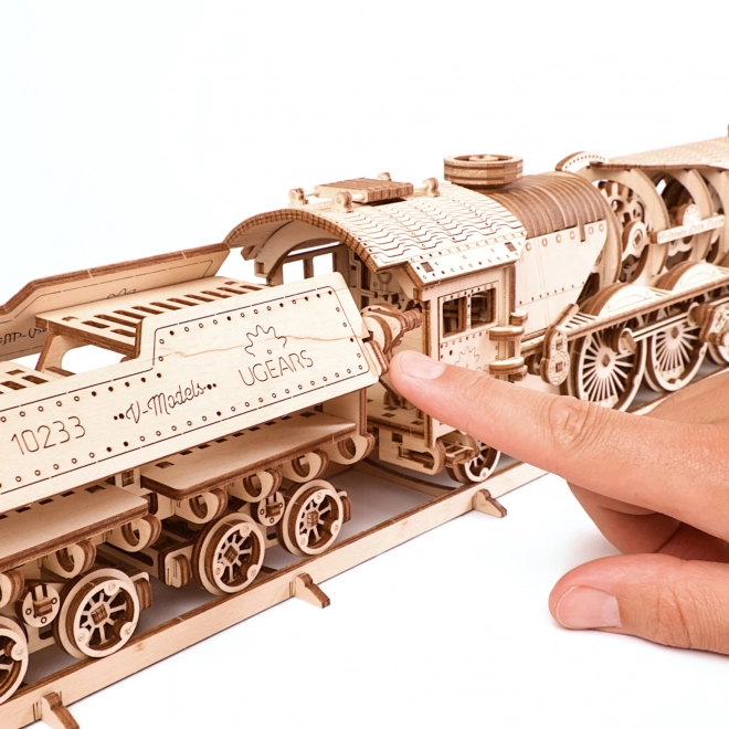 Ugears 3D puzzel - Locomotief V-express met wagon 538 delen