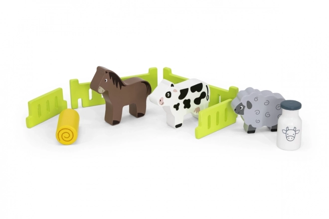 Houten tractor met diertjes