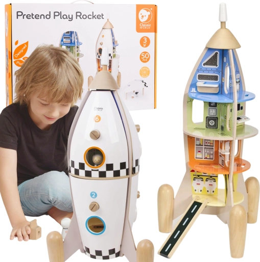 Houten raket met figuurtjes CLASSIC WORLD