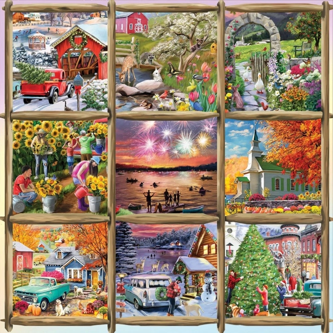 Vierkante puzzel Collage Lente, Zomer, Herfst, Winter 1000 stukjes