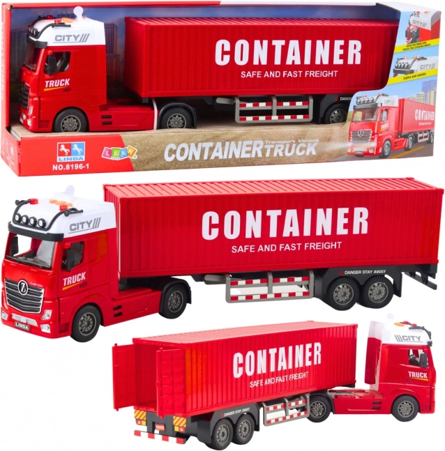 Red truck with container and sounds