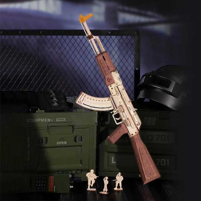 RoboTime 3D Puzzle mécanique en bois fusil d'assaut AK-47