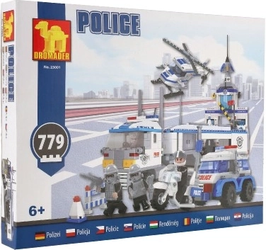 Bouwset Dromader Politie Auto+Helikopter+Station 23001 779 stuks in doos 55x43x7 cm