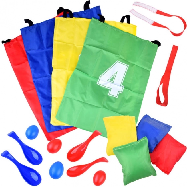 Kinderparty Hüpfsäcke und Löffel-mit-Ei-Spiel