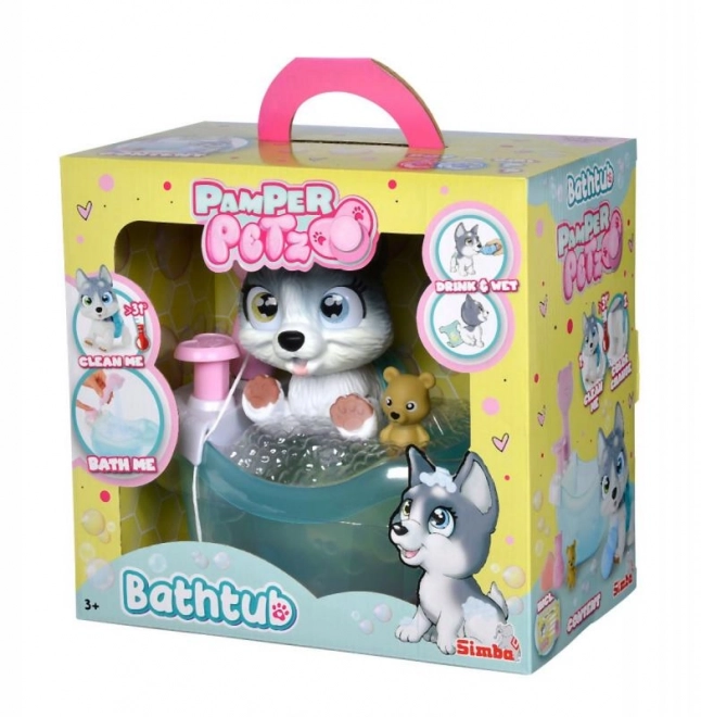 Hund Husky Pamper Petz in der Wanne