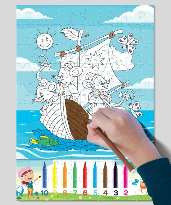 Kleurpuzzel deling - 100 stukjes