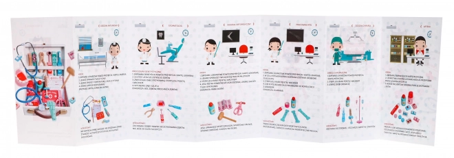 Ensemble en bois Docteur + brochures éducatives + autocollants "Patient courageux" - 30 pièces