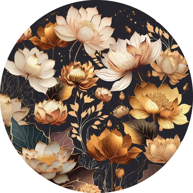 Ronde puzzel Flowers: Gouden bloemen 500 stukjes