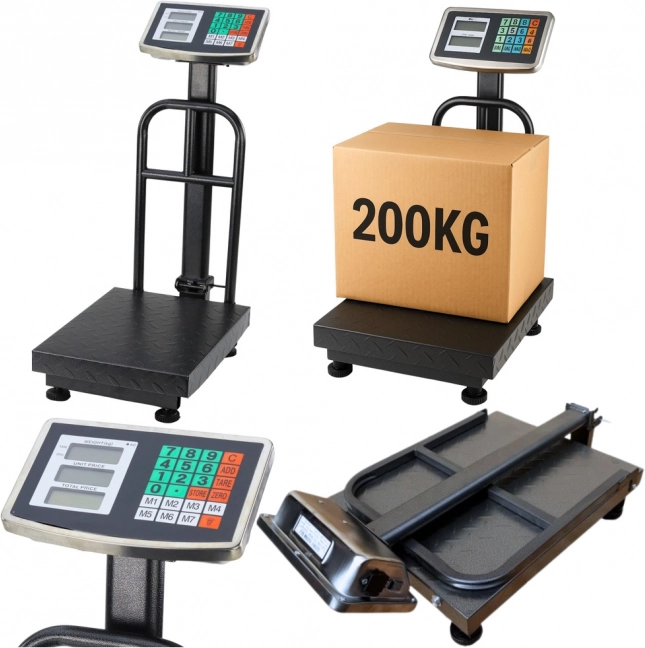 Elektronisch platformweegschalen 200 kg met LCD-display