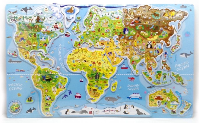 Magnetic Puzzle World Map - Pictures and Game 2-in-1