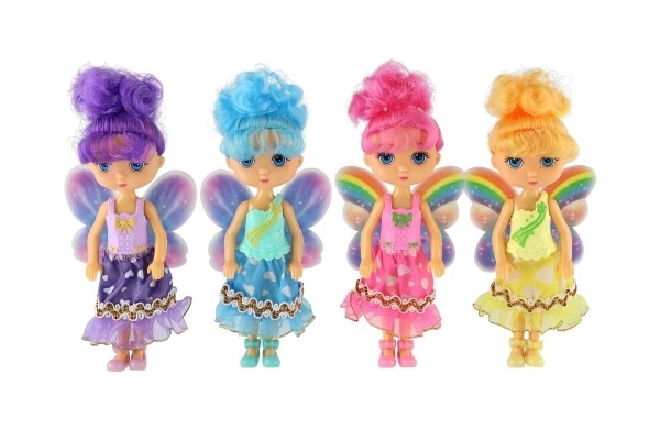 Pop fee met vleugels plastic 15cm 4 kleuren op kaart